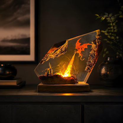 Fire Dragon Resin Lamp, Handmade Fantasy Epoxy Night Light