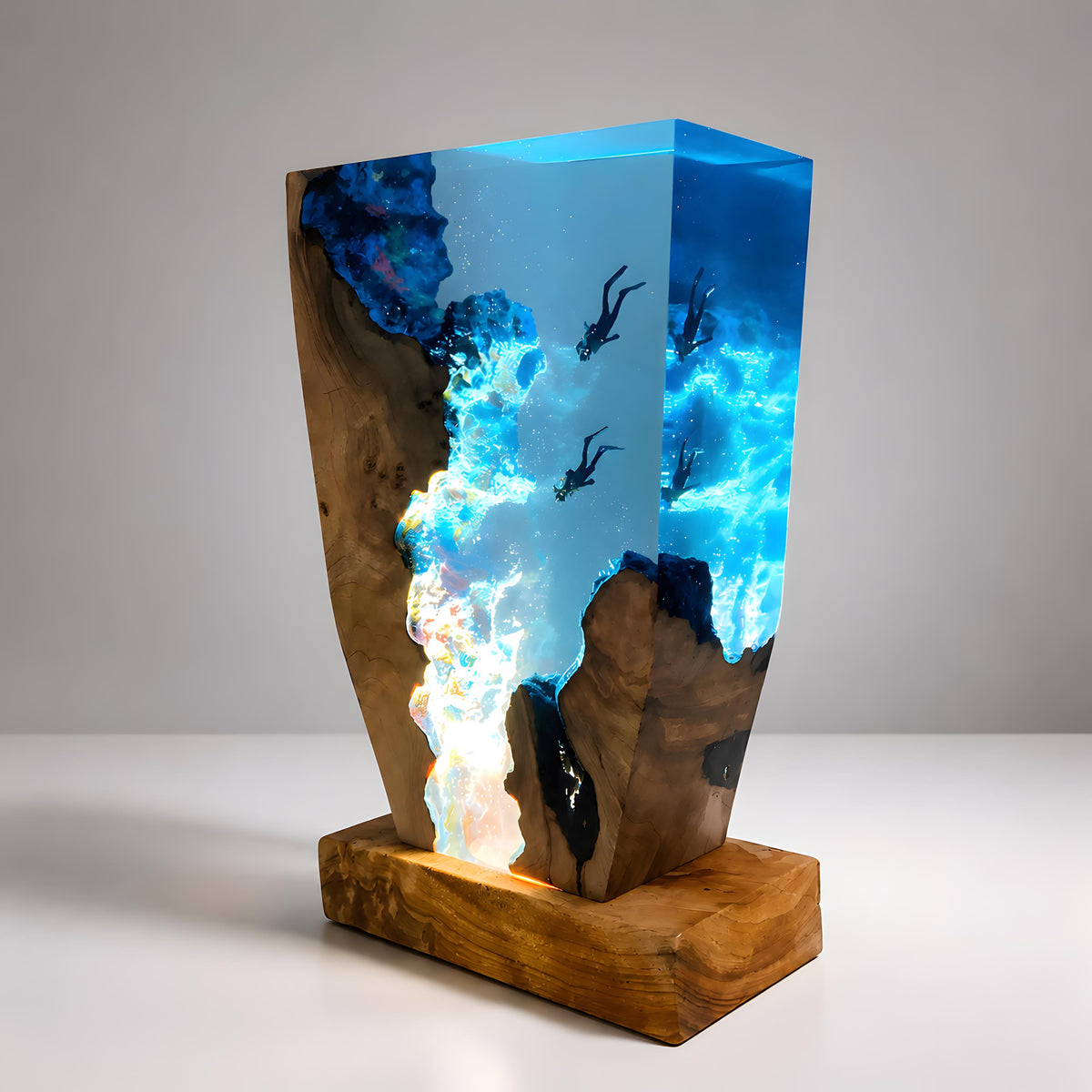 Scuba Diver Night Light: Handmade Ocean Resin Lamp