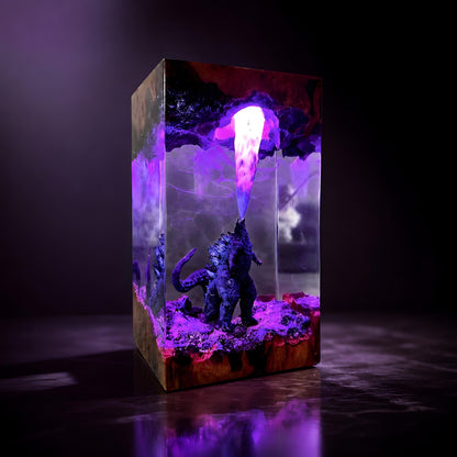 3D Godzilla Resin Lamp– Handmade Wooden Resin Movie Monster LED Home Decor