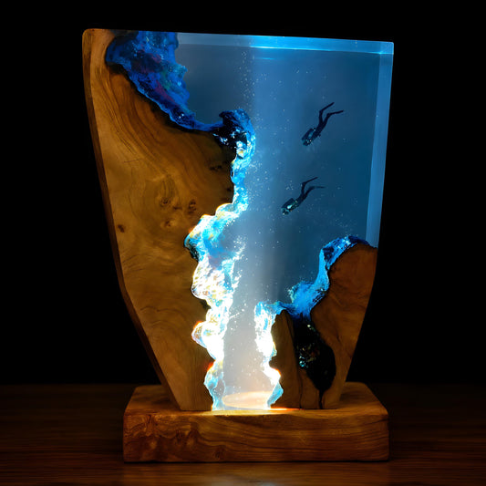 Scuba Diver Night Light: Handmade Ocean Resin Lamp