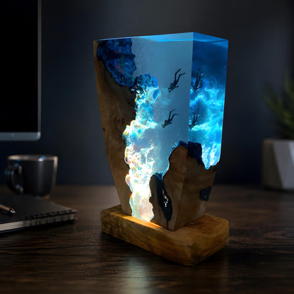 Scuba Diver Night Light: Handmade Ocean Resin Lamp
