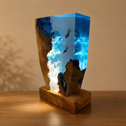 Scuba Diver Night Light: Handmade Ocean Resin Lamp