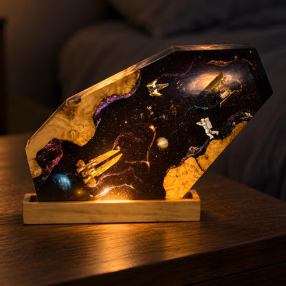 Space Resin Lamp, Spaceship Night Light, Astronaut Sci Fi Room Decor