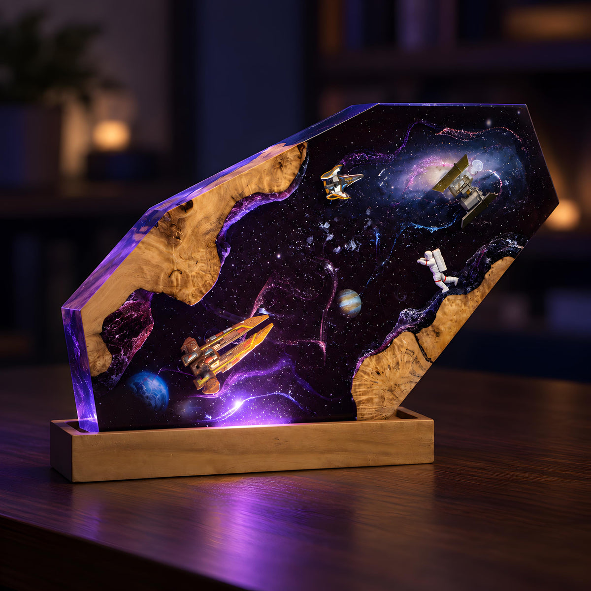 Space Resin Lamp, Spaceship Night Light, Astronaut Sci Fi Room Decor