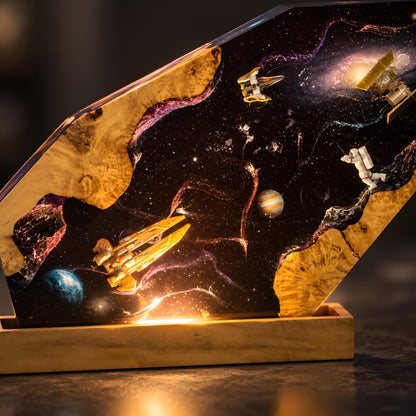 Space Resin Lamp, Spaceship Night Light, Astronaut Sci Fi Room Decor
