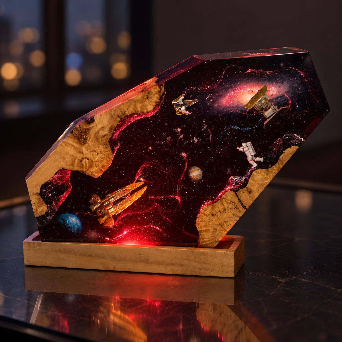 Space Resin Lamp, Spaceship Night Light, Astronaut Sci Fi Room Decor