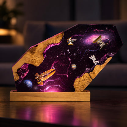 Space Resin Lamp, Spaceship Night Light, Astronaut Sci Fi Room Decor