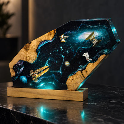 Space Resin Lamp, Spaceship Night Light, Astronaut Sci Fi Room Decor