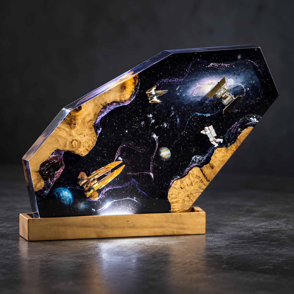 Space Resin Lamp, Spaceship Night Light, Astronaut Sci Fi Room Decor